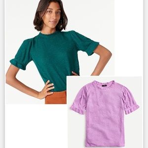 J. Crew Puff-sleeve Pointelle Top